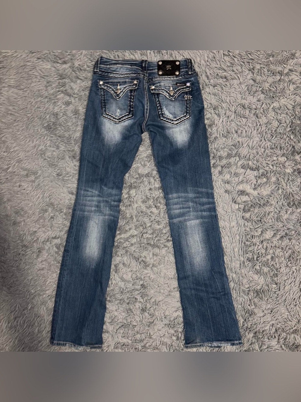 Miss Me Women’s Y2K Thick Stitch Boot Cut Flap Pocket Jeans Size 27 JS5014B58